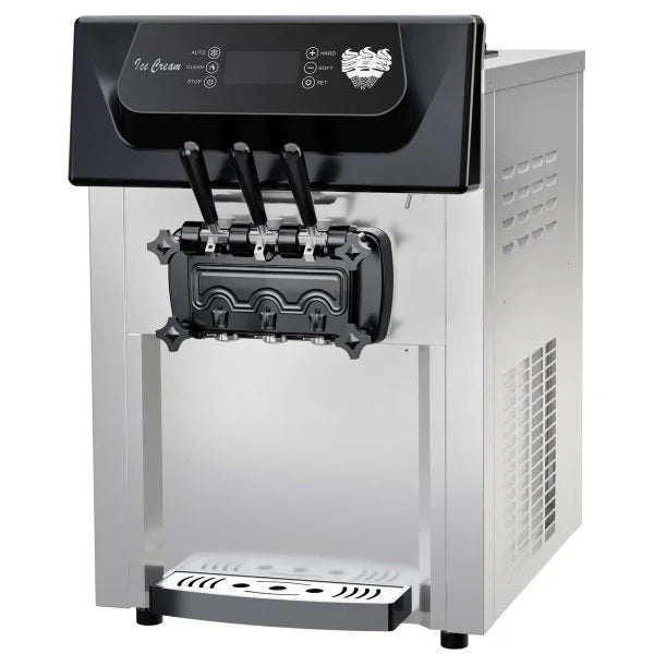 2200W Commercial Ice Cream Machine, 3 Flavor Soft Serve Ice Cream Machine, 5.3-7.4 Gal/Hr, with LCD Touch Screen, Automatic Cleaning, High...