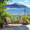 9.8FT Offset Patio Umbrella Hanging Cantilever Umbrella Outdoor Sun Shade with Easy Tilt Adjustment, 8 Ribs, UV Protection for Backyard, Lawn,...