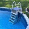 Confer Plastics 7200 Roll Guard 48" to 56" Adjustable A Frame Safety Ladder for Above Ground Outdoor Patio Swimming Pool Platform Ladder with Step...