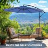9.8FT Offset Patio Umbrella Hanging Cantilever Umbrella Outdoor Sun Shade with Easy Tilt Adjustment, 8 Ribs, UV Protection for Backyard, Lawn,...