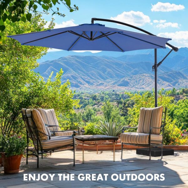 9.8FT Offset Patio Umbrella Hanging Cantilever Umbrella Outdoor Sun Shade with Easy Tilt Adjustment, 8 Ribs, UV Protection for Backyard, Lawn,...