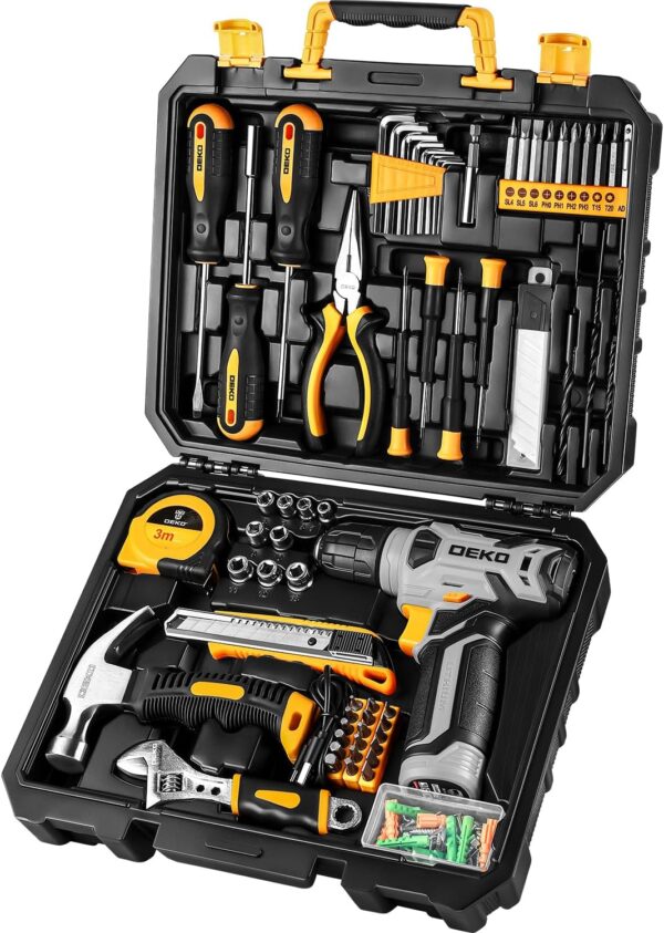 DEKOPRO Tool Set Tool Kit with 8V Cordless Drill,Tool Box with Drill,Hand Drill Set for Men & Women,Home Tool Kits for House Repair,Handyman,DIY...