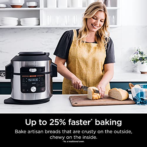 Ninja OL701 Foodi 14 in 1 SMART XL 8 Qt. Pressure Cooker Steam Fryer with SmartLid & Thermometer Auto Steam Release, that Air Fries, Proofs &...