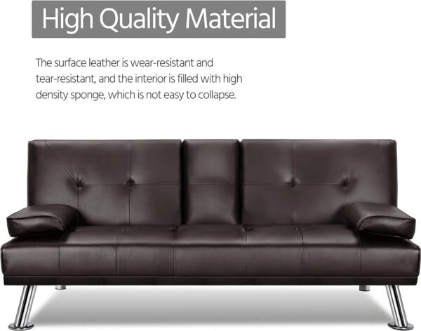 Yaheetech Convertible Sofa Bed Adjustable Couch Sleeper Modern Faux Leather Home Recliner Reversible Loveseat Folding Daybed Guest Bed, Removable...