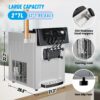 2200W Commercial Ice Cream Machine, 3 Flavor Soft Serve Ice Cream Machine, 5.3-7.4 Gal/Hr, with LCD Touch Screen, Automatic Cleaning, High...