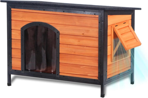 43.3-inch L-shaped outdoor dog house with insulation feature, a dog shelter made of fully sealed foam material on all six sides, suitable for...