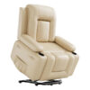 PU Leather Power Lift Recliner Chair With Massage and Heat, Adjustable Furniture for Back, Legs w/ 3 Positions, Usb Port, Side Pocket (Beige, 27...
