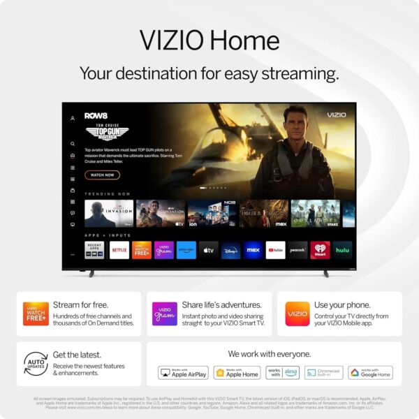VIZIO 50 4K Resolution HDR Smart TV, Dolby Vision HDR/HDR10+, WiFi 6 (Renewed)