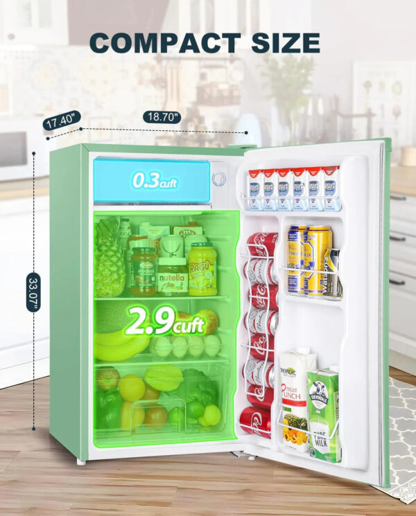 3.2 Cu.Ft Mini Fridge with Freezer Single Door Compact Refrigerator for Dorm, Bedroom, or Office Adjustable Thermostat, Black