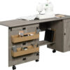 Craft Cart Storage Cabinet, Rolling Sewing Table with Expandable Top, Mystic Oak