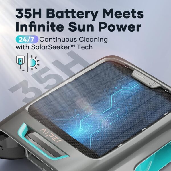 AIPER Surfer S2 Solar Pool Skimmer with APP Support, 24/7 Cleaning, Dual Charging Modes, Smart Obstacle Avoidance, Ideal for All Swimming Pool Types