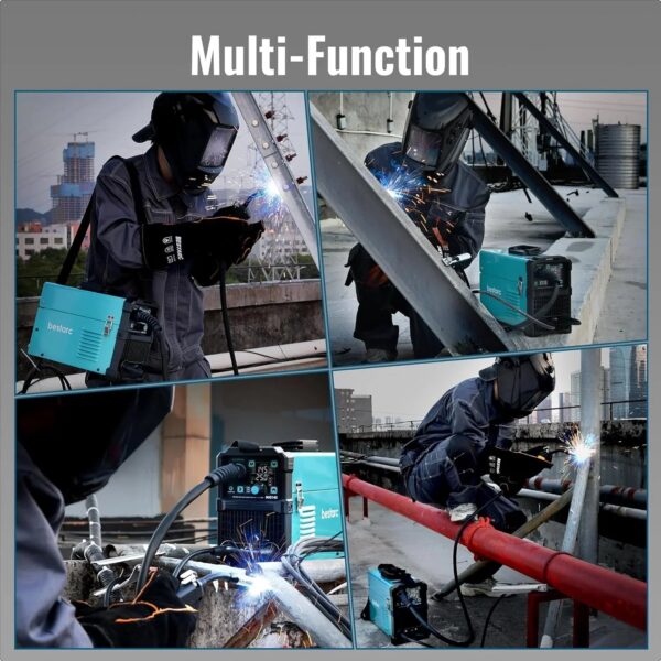 145A MIG Welder, 110V/220V Dual Voltage Gas/Gasless Flux Core MIG Welder/Lift TIG/Stick 3 in 1 Synergic MIG145 9GEN Welding Machine, Flux/Solid...