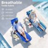 3-in-1 Outdoor Sun Tanning Lounge Chair with Face Hole 5-Position Recliner, Folding Side Table & Removable Pillow, 330lbs Capacity, Blue