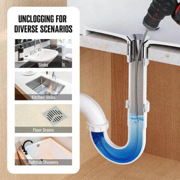 20V Cordless Electric Drain Auger-Efficient 25Ft Auto-Feed Drain Snake with Replaceable Cable,2.0Ah Battery,Charger,Storage Bag & Gloves for...