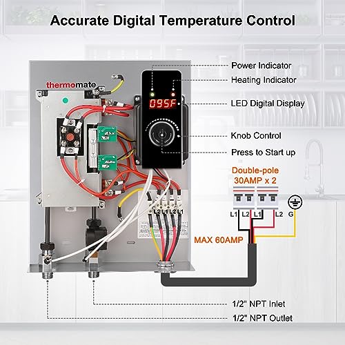 Electric Tankless Water Heater, 11kW at 240 Volt, On Demand Instant Hot Water Heater