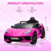 12V Kids Ride on Car Licensed Corvette Battery Powered Car Toddles Electric Sports Car Toy with Remote Control, Visual Dashboard, LED Lights,...