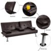 Yaheetech Convertible Sofa Bed Adjustable Couch Sleeper Modern Faux Leather Home Recliner Reversible Loveseat Folding Daybed Guest Bed, Removable...
