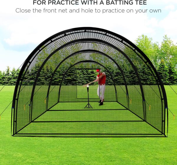 Baseball Batting Cage Net Batting Cages for Backyard Portable Baseball and Softball Batting Cages with Pitching Machine Hole and Detachable Door...