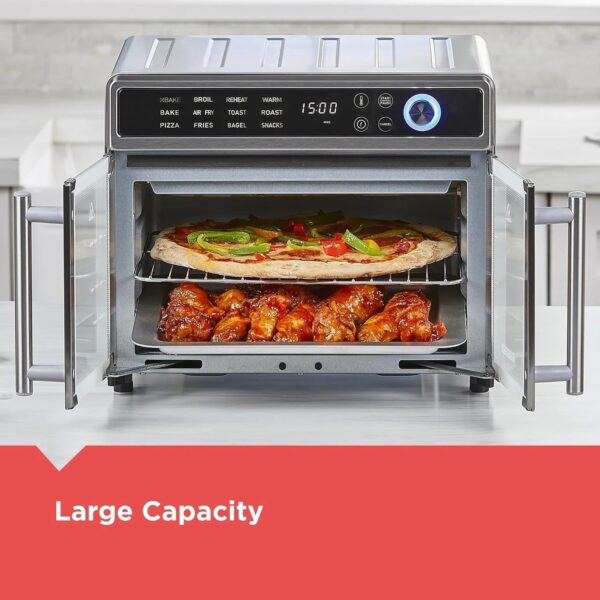 Crisp 'N Bake Air Fryer Toaster Oven Combo, 12 in 1 Countertop Convection Oven Cooks Food Fast, Fits a Whole Pizza or 6 Toast Slices, French Doors...