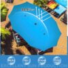 15 ft Large Patio Umbrella with Solar Lights Double-Sided Outdoor Rectangle Market Umbrellas with 36 LED Lights/Base Included/Easy Crank for Patio...