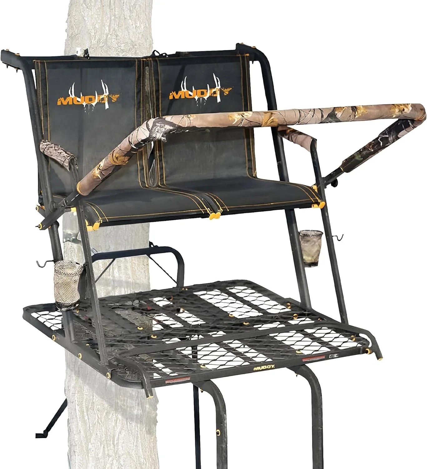 2b3eb77a745b3bfa17f5c7fde09acd03af33d3a19696c8bf3b990008fe37feb9 MUDDY Nexus XTL Ladder Tree Stand, 20ft, 500lb Capacity, 2-Person
