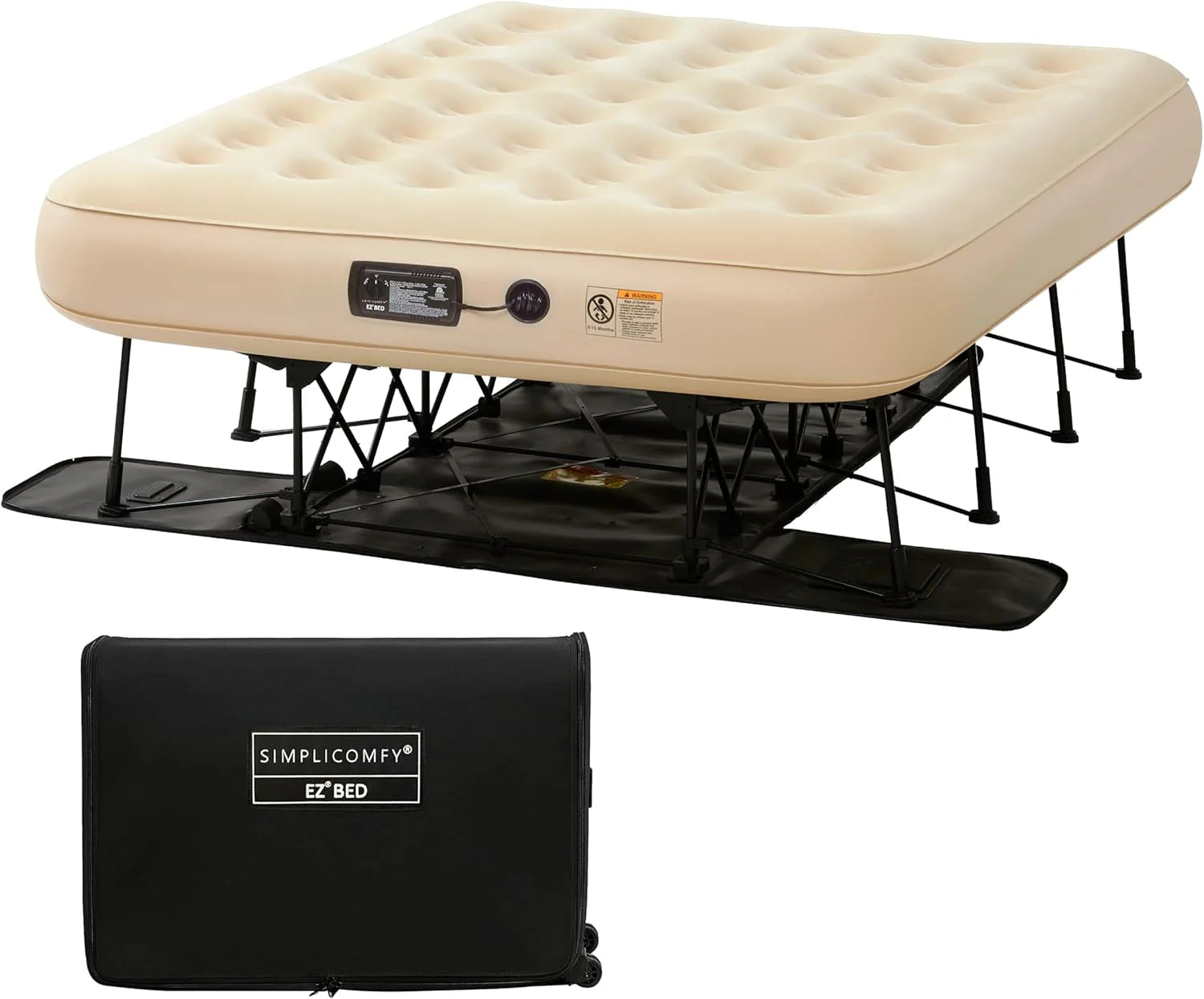 2b567ade41f64cdd6a0e589865b05319555610aaf99d7e91d2d74d762eeb03d9 Simpli Comfy Queen EZ Air Mattress with Frame & Pump