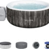 Bestway SaluSpa Fiji AirJet Large Round 2 to 4 Person Inflatable Hot Tub Portable Outdoor Spa with 120 AirJets and EnergySense Cover, Grey