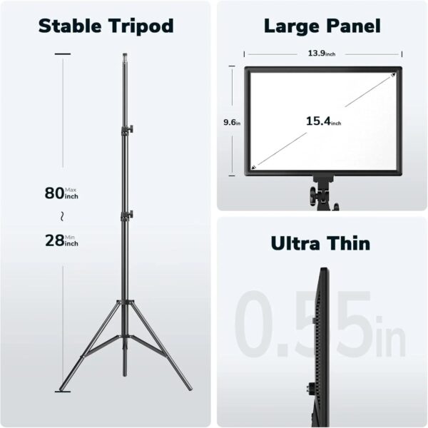 D50 LED Video Light Panel Lights 15.4", 2 Packs 45W 3000K-8000K Bi-Color Dimmable Photography Lighting, CRI 96+ Videography Lighting for Video...