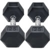 Inspire Fitness 210 lb. (5-30 lb.) Rubber Dumbbell Set with 6 pair Vertical Rack