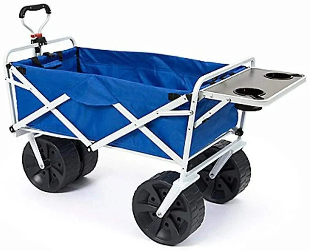 2f7c33053f143b515bc4ca447a49544b2a36e8494d025d267affb0a8df09eb37 All Terrain Beach Wagon with Side Table|Heavy Duty Collapsible Folding Cart with Large Wheels for Beach Day, Picnic, Camping, Outdoor Activities |...