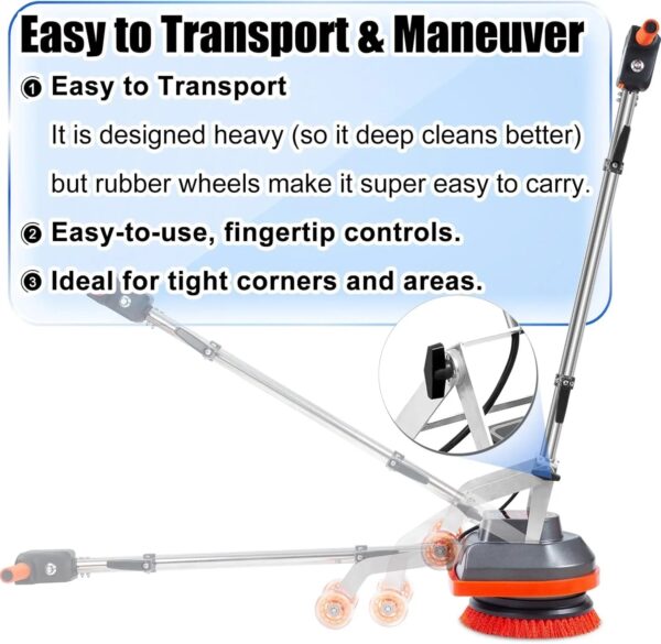 Commercial Floor Scrubber Machine with Brushes and Pads, Heavy Duty Floor Buffer Polisher and Cleaner- Deep Cleaning Tile and Grout, Hardwood...