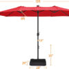 15 ft Large Patio Umbrella with Solar Lights Double-Sided Outdoor Rectangle Market Umbrellas with 36 LED Lights/Base Included/Easy Crank for Patio...