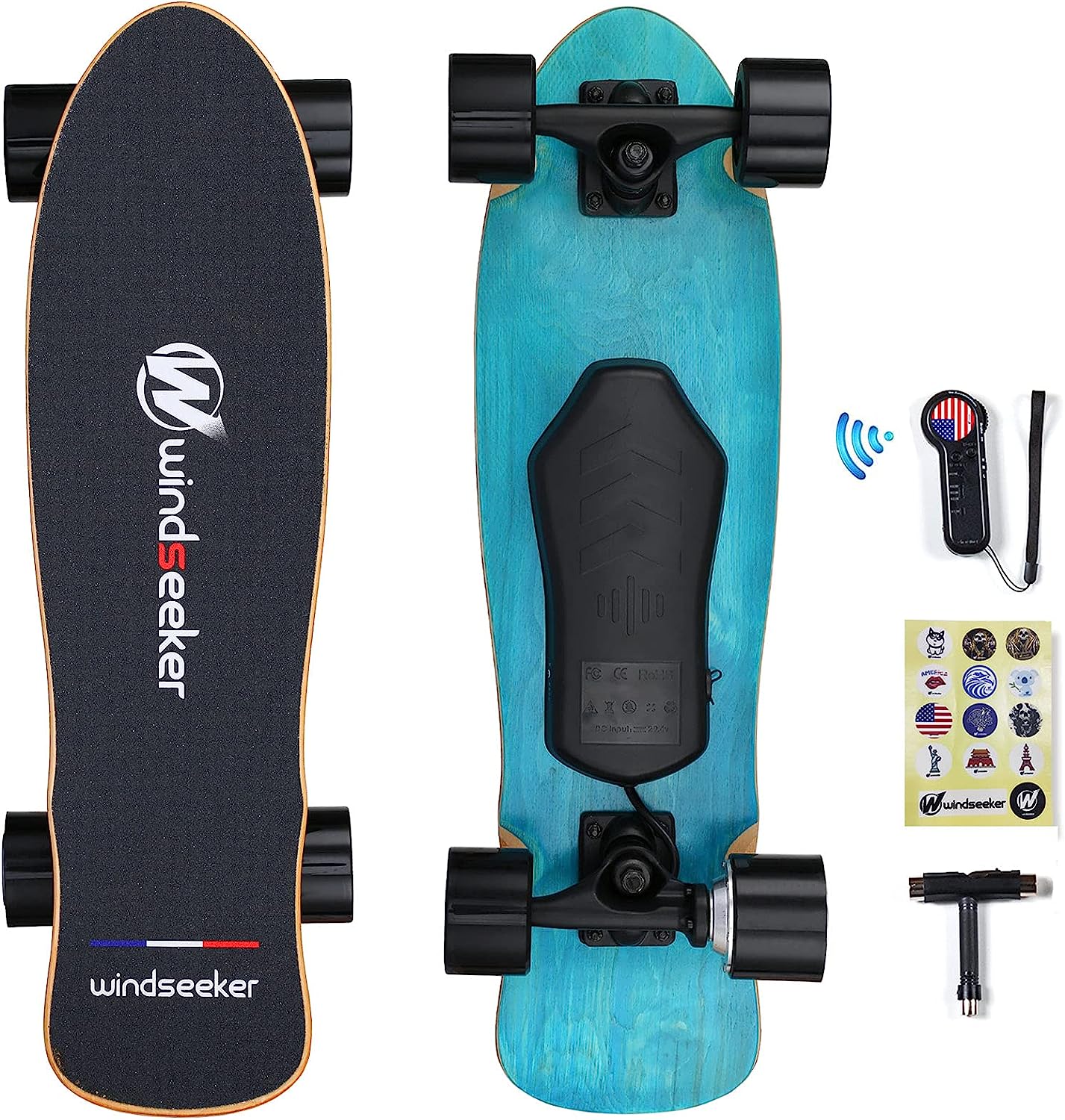 30f446f11ac027e4e70aea72b076e58bbe306bf0511e75dd2bda6d5ae5799b02 Electric Skateboard with Remote Control for Beginners Cruiser E-Ska with DIY Stickers