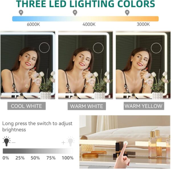YITAHOME Vanity Set with LED Mirror, 10 Drawers, Stool Included