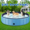 Foldable Dog Swimming Pool, 120"x20" Oversize Collapsable Hard Plastic Potable Bathing Tub for Pet Dog Kiddie Pool Indoor and Outdoor Leakproof...
