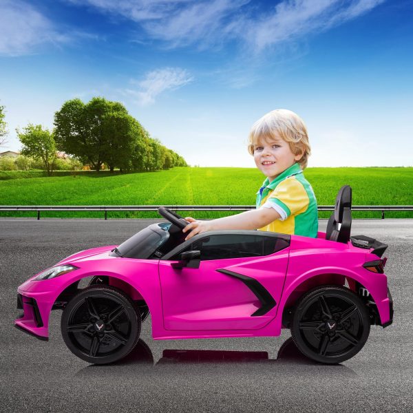 12V Kids Ride on Car Licensed Corvette Battery Powered Car Toddles Electric Sports Car Toy with Remote Control, Visual Dashboard, LED Lights,...
