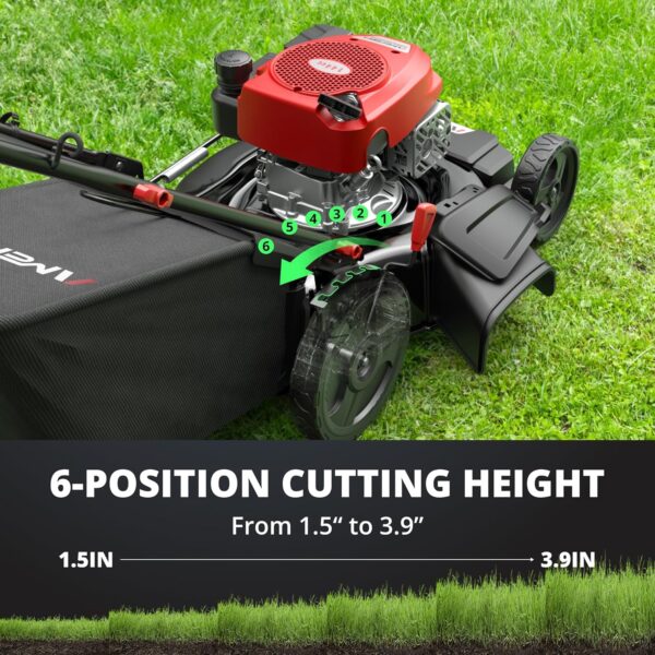 21" Steel Deck Gas Lawn Mower, Heavy-Duty 3-in-1 Push Mower, 144cc 4-Stroke Engine, 6-Position Height Adjustment, Large 1.4 Bushel Grass Catcher,...