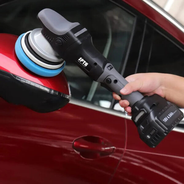 18V Cordless Car Polisher, 15mm Orbit 2000-4800 OPM Portable Buffer Polisher with 7 Variable Speed 2Pcs 4.0Ah Battery, 6 Sponge Pads,2 Wool Pad,...