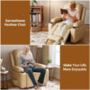PU Leather Power Lift Recliner Chair With Massage and Heat, Adjustable Furniture for Back, Legs w/ 3 Positions, Usb Port, Side Pocket (Beige, 27...