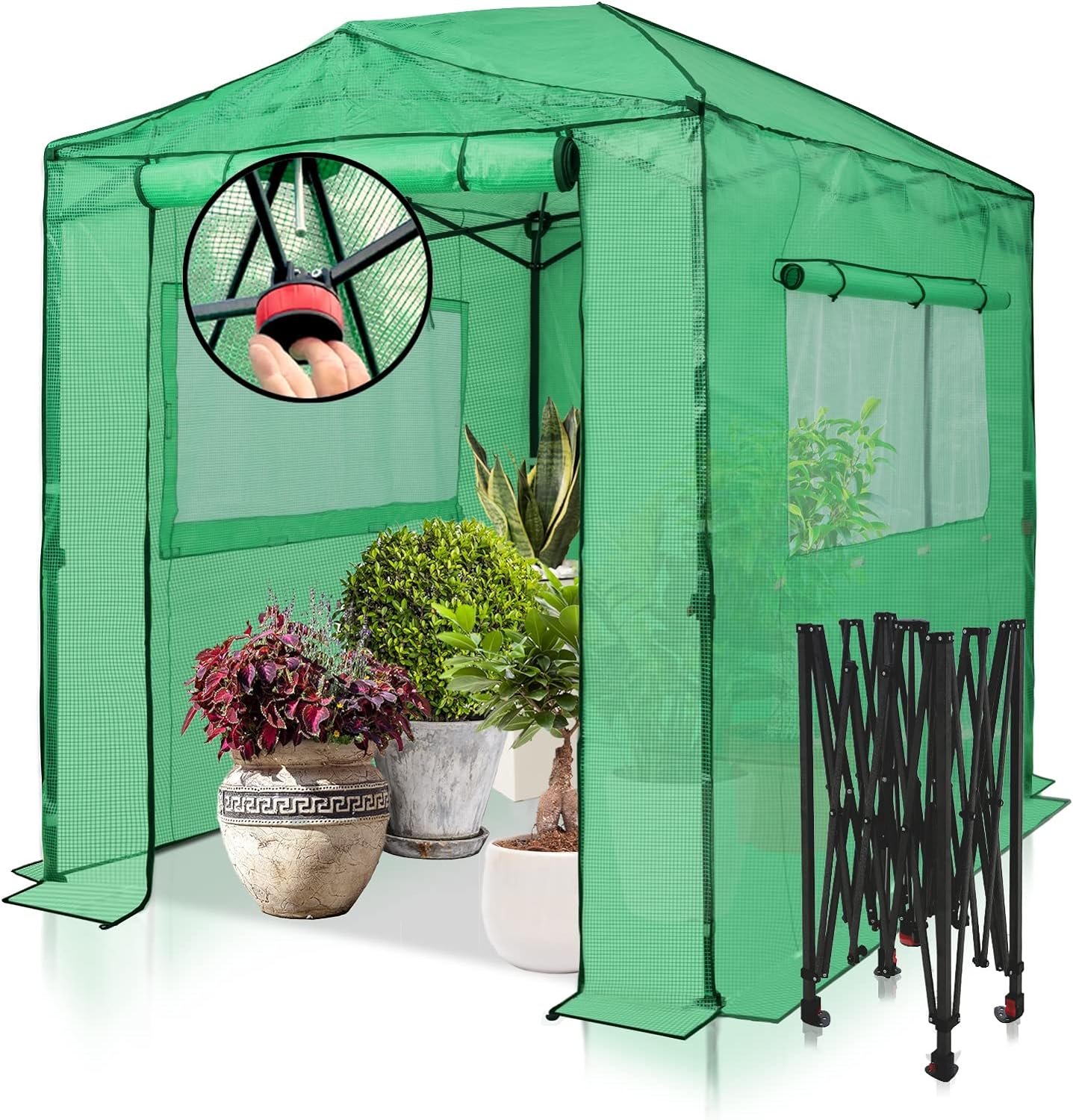36f979f62f83e2d515fd4abdfc4ac9a492f0921bec3fe8e45c40c994b4dcba92 EAGLE PEAK 8x6 Portable, Heavy-Duty, Walk-in Pop-up Greenhouse, Indoor Outdoor Gardening Green House