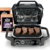 7-in-1 Grill & Smoker with Thermometer, Air Fryer, BBQ, Bake, Roast, Broil - Portable Electric Outdoor Grill, Grey