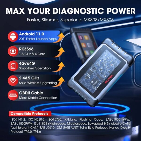 2024 Bidirectional Tool as MK808BT Pro MX808S M808Z, Function as MaxiCheck MX900, 28+ Service, Active Test, All System Diagnose, Injector Coding,...