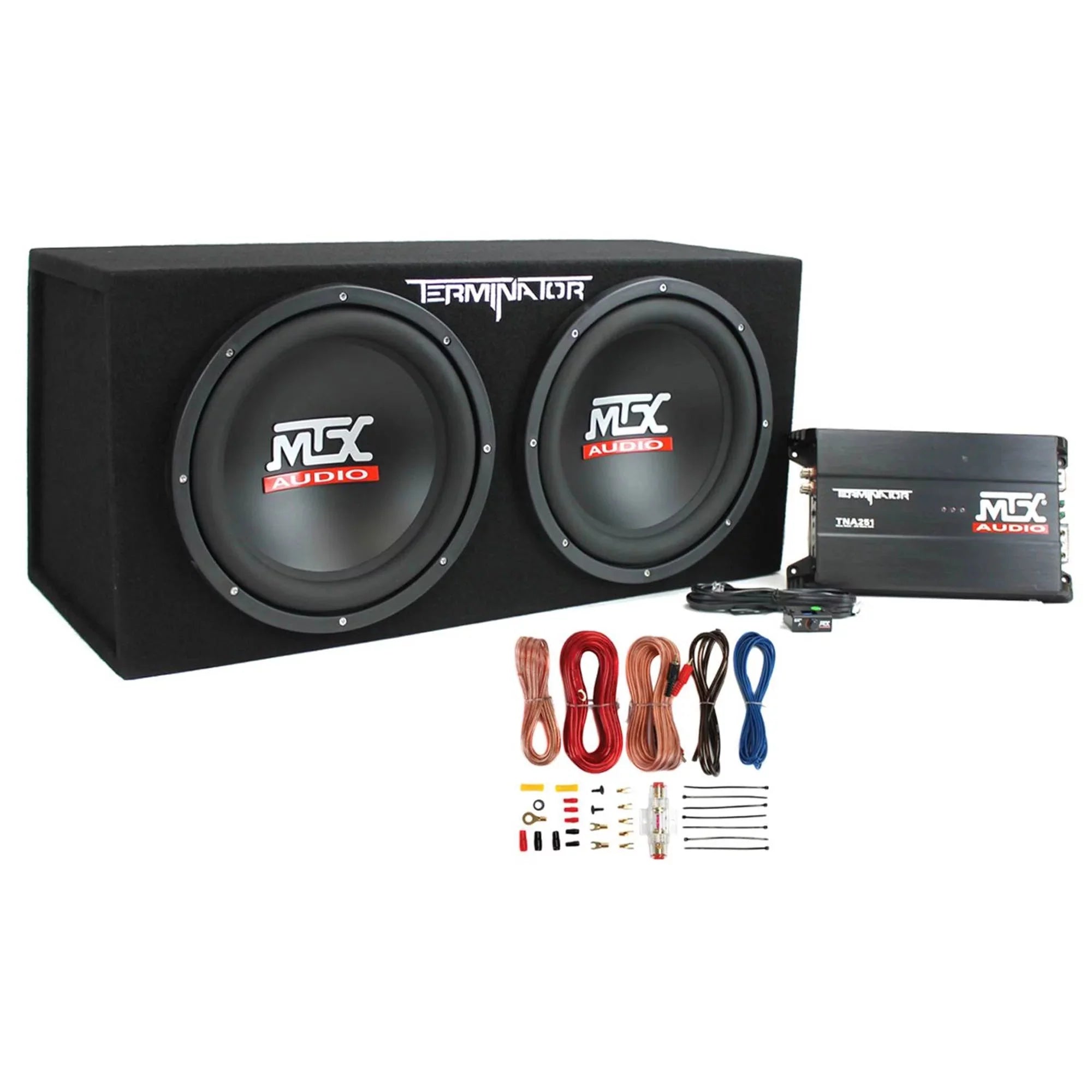3876ce87f4d498ffeaaad5c1bf7d253136e17fe4119dd9d433147bf5d5b697a8 12 1200W Dual Car Subwoofer Package with Amplifier & Installation Kit