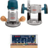 BOSCH 1617EVSPK Wood 12 Amp Router Tool Combo Kit - 2.25 Horsepower Plunge Router & Fixed Base with a Variable Speed
