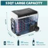 12 Volt Refrigerator, 53QT(50L) Electric Cooler, Portable Freezer 12V/24V DC 110-240V AC, 12V Fridge -4 ~68 , 12V Cooler with Wheels & 2 Baskets...