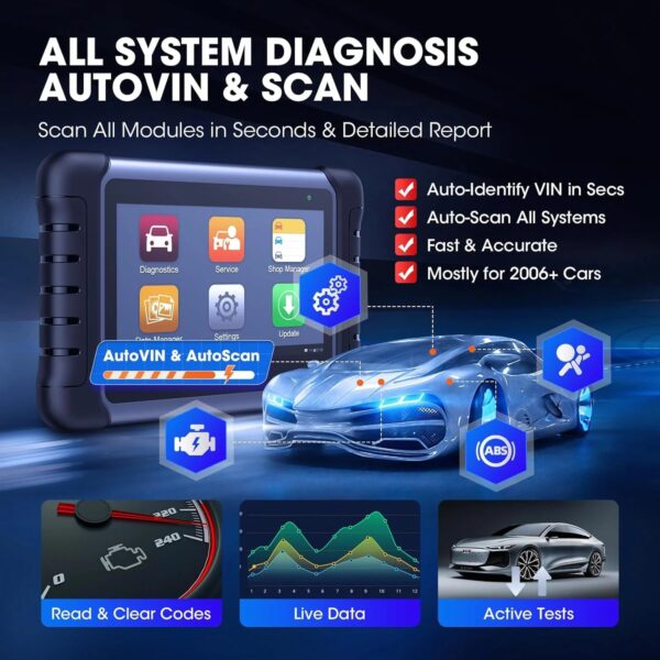 2024 Bidirectional Tool as MK808BT Pro MX808S M808Z, Function as MaxiCheck MX900, 28+ Service, Active Test, All System Diagnose, Injector Coding,...