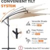 9.8FT Offset Patio Umbrella Hanging Cantilever Umbrella Outdoor Sun Shade with Easy Tilt Adjustment, 8 Ribs, UV Protection for Backyard, Lawn,...