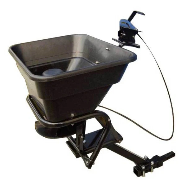 3916f00f97917e4f8cf55598ae98b4cc8037c737bdc68e2a4883071dd93495fe 12V ATV Hitch Mount Receiver 80 lb. Grass, Seed, Fertilizer Spreader