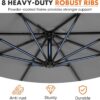 9.8FT Offset Patio Umbrella Hanging Cantilever Umbrella Outdoor Sun Shade with Easy Tilt Adjustment, 8 Ribs, UV Protection for Backyard, Lawn,...