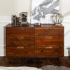 6-Drawer Caramel Mid Century Modern Wood Dresser